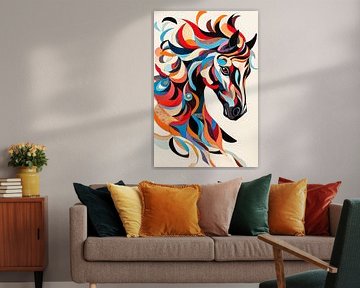 Kleurrijk paardenportret in beweging van Poster Art Shop