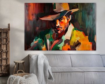 Portrait coloré d'un cow-boy sur Poster Art Shop