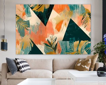 Colourful geometric leaf design by Poster Art Shop