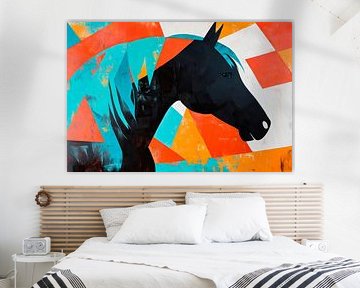 Kleurenspel: Silhouet van een paard van Poster Art Shop