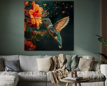 Kolibrie die nectar drinkt van Gerben Magendans