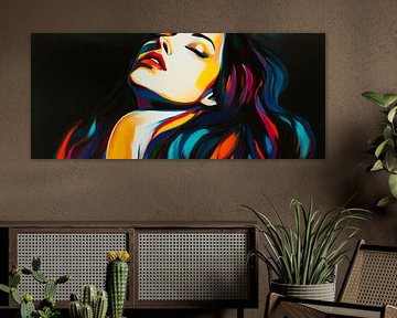 Jeux de couleurs d'une femme rêveuse sur Poster Art Shop