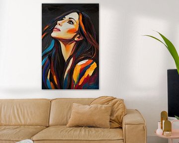 Étude de portrait de femme en couleur à l'huile sur Poster Art Shop