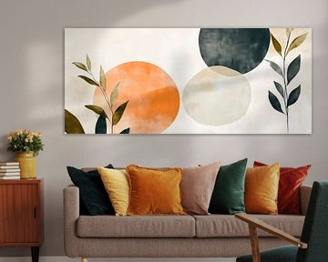 Gekleurde cirkels en zachte plantenlijnen van Poster Art Shop