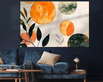Farbige Kreise und Pflanzenmotive harmonisch von Poster Art Shop