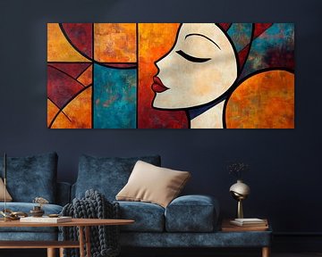 Coloured profile view of a woman by Poster Art Shop