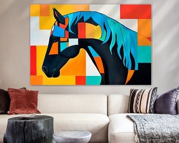 Farbige Pferde-Silhouette im Quadratdesign von Poster Art Shop