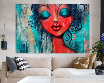 Farbintensive Schönheit mit geschlossenen Augen von Poster Art Shop