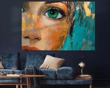 Portrait fascinant d'un œil avec des accents dorés sur Poster Art Shop
