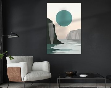 Rocks and moon in a gentle play of colours by Poster Art Shop