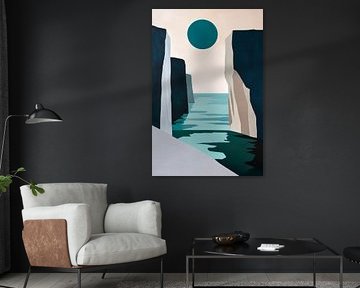 Rocky gorge with stylised sun circle by Poster Art Shop