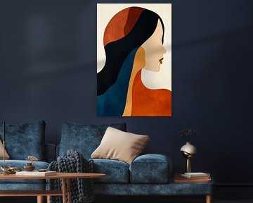 Feminine profile in earth tones - abstract by Poster Art Shop