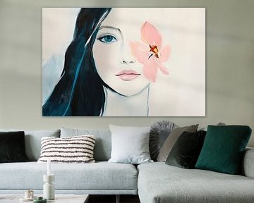 Feminine portrait with blossoming flower by Poster Art Shop