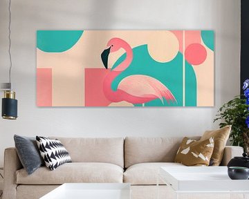 Flamingo in a play of colours - Graphic Modern by Poster Art Shop
