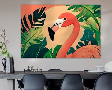 Flamingo in tropical colours by Poster Art Shop