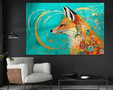 Fuchsprofil mit bunten Mustern und Farben von Poster Art Shop