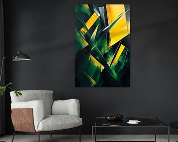 Geometric colour symphony in green and yellow by Poster Art Shop