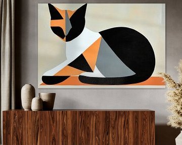 Geometric cat in bold colours by Poster Art Shop