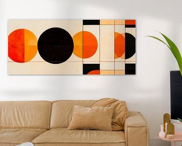 Geometric composition in black and orange by Poster Art Shop