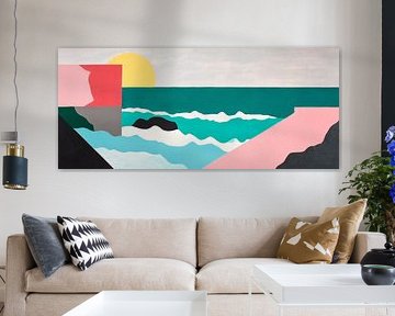 Paysage côtier géométrique en pastel sur Poster Art Shop