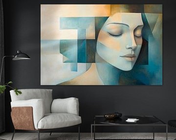 Geometric calm - portrait in blue tones by Poster Art Shop