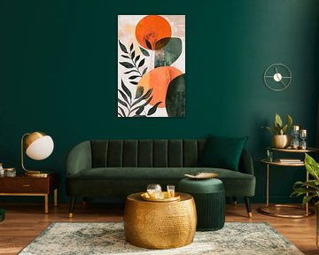 Geometric nature composition in orange-green by Poster Art Shop