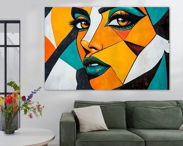 Geometric portrait of a woman in colour by Poster Art Shop