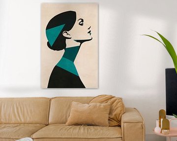 Geometrisch portret van een vrouw in profiel van Poster Art Shop