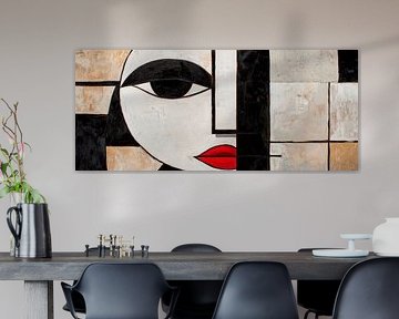 Geometric portrait with red accent by Poster Art Shop