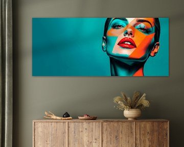 Geometric portrait with bold colours by Poster Art Shop