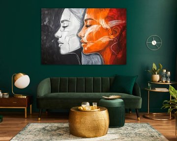 Facial dialogue in colours and shades of grey by Poster Art Shop