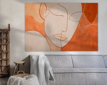 Face sketch in soft earth tones by Poster Art Shop