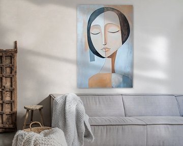 Split face in soft earthy tones by Poster Art Shop