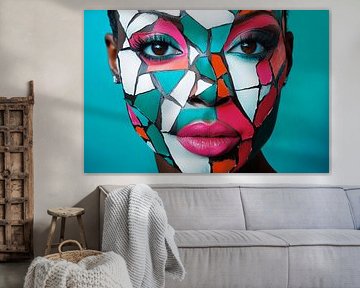 Pieced face in vivid colours by Poster Art Shop