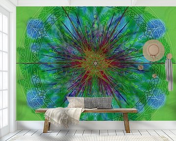 Kaleidoscope, green and blue