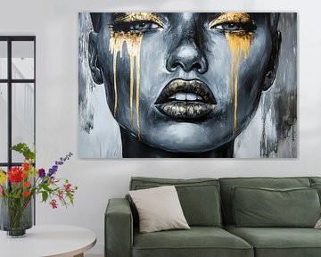 Golden tears on black skin by Poster Art Shop