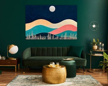 Harmonisch landschap onder de maan van Poster Art Shop