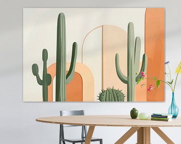 Kaktuslandschaft in sanften Farben von Poster Art Shop