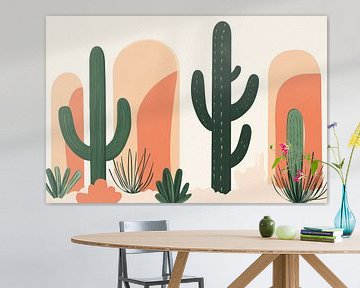 Kaktuslandschaft mit sanften Erdtönen von Poster Art Shop