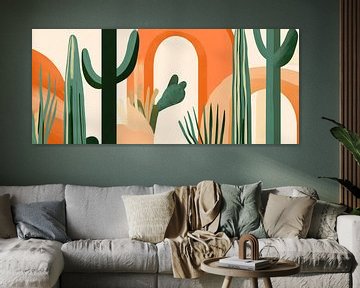 Cactuslandschap in warme kleuren van Poster Art Shop