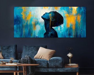 Head in blue and gold - an expression of stillness by Poster Art Shop