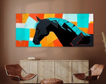 Krachtig silhouet van een paard in kleuren van Poster Art Shop