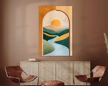 Landschap in het licht van de zonsondergang van Poster Art Shop