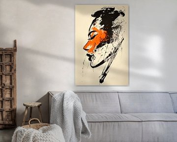 Artistic portrait study in black and orange by Poster Art Shop
