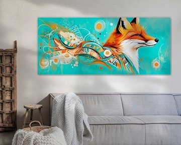Lively fox picture with abstract patterns by Poster Art Shop