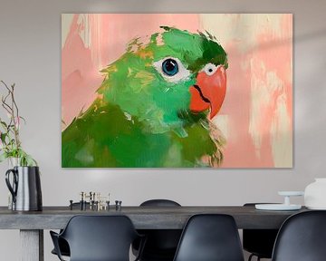 Cheerful parrot against a pastel background by Poster Art Shop