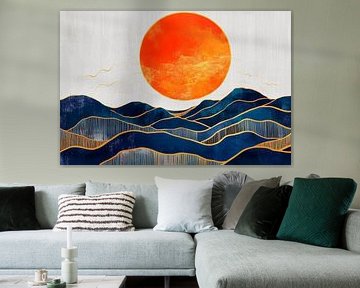Bright sun over blue waves by Poster Art Shop