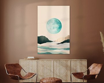 Shining moon over gentle waves by Poster Art Shop