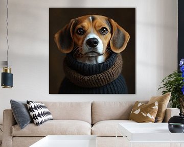 Beagle dressed for winter