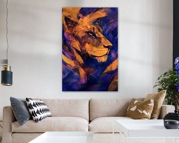 Lion portrait in bright colours by Poster Art Shop